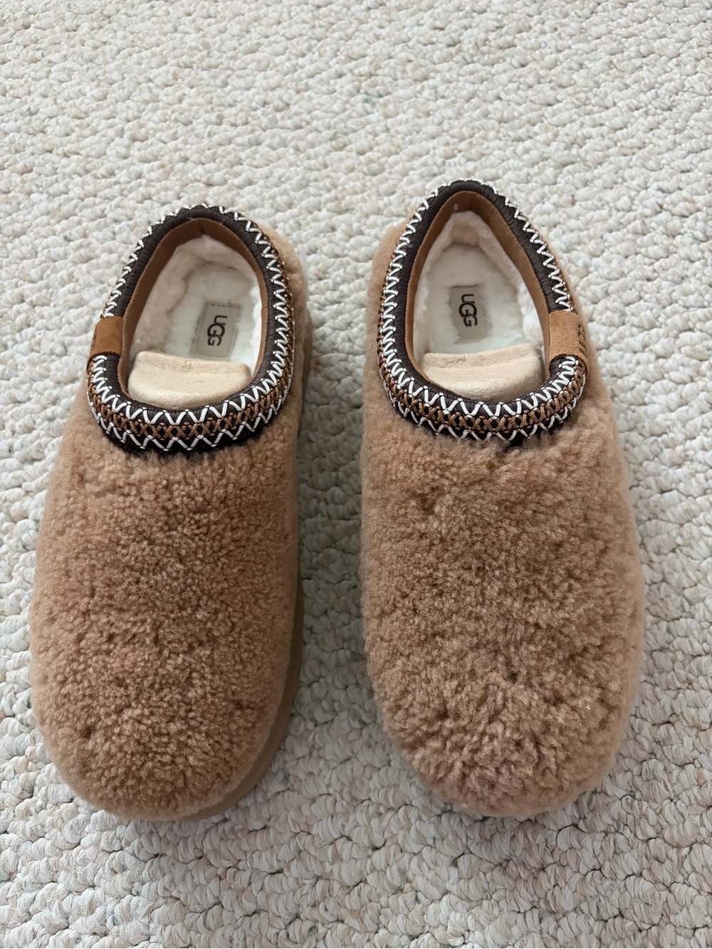 UGG Chestnut Brown Shearling Slip-On Slippers